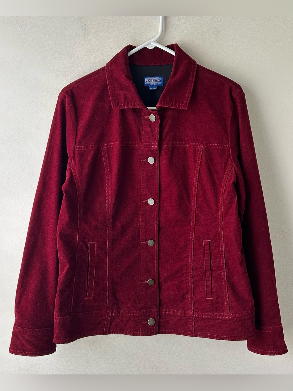 Pendleton Cotton Blend Corduroy Jacket Coat Burgundy L